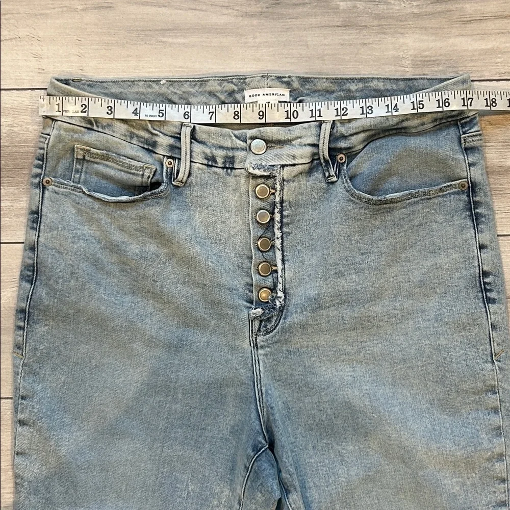 Good American acid wash skinny ankle jeans button fly size 16 plus